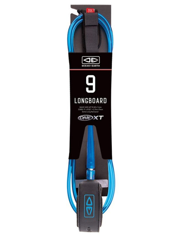Ocean & Earth One XT Premium Longboard surfboard leash 9ft - Blue