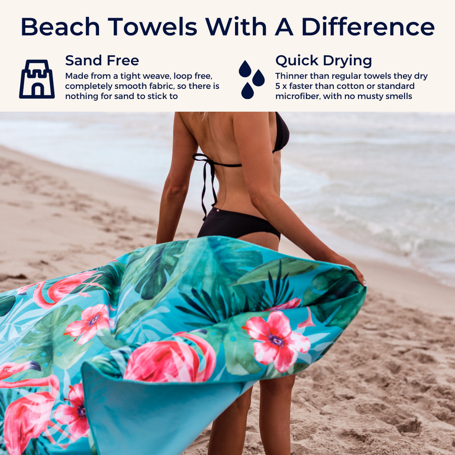 Newlyfe Flamingo Large Beach Towel & Pouch